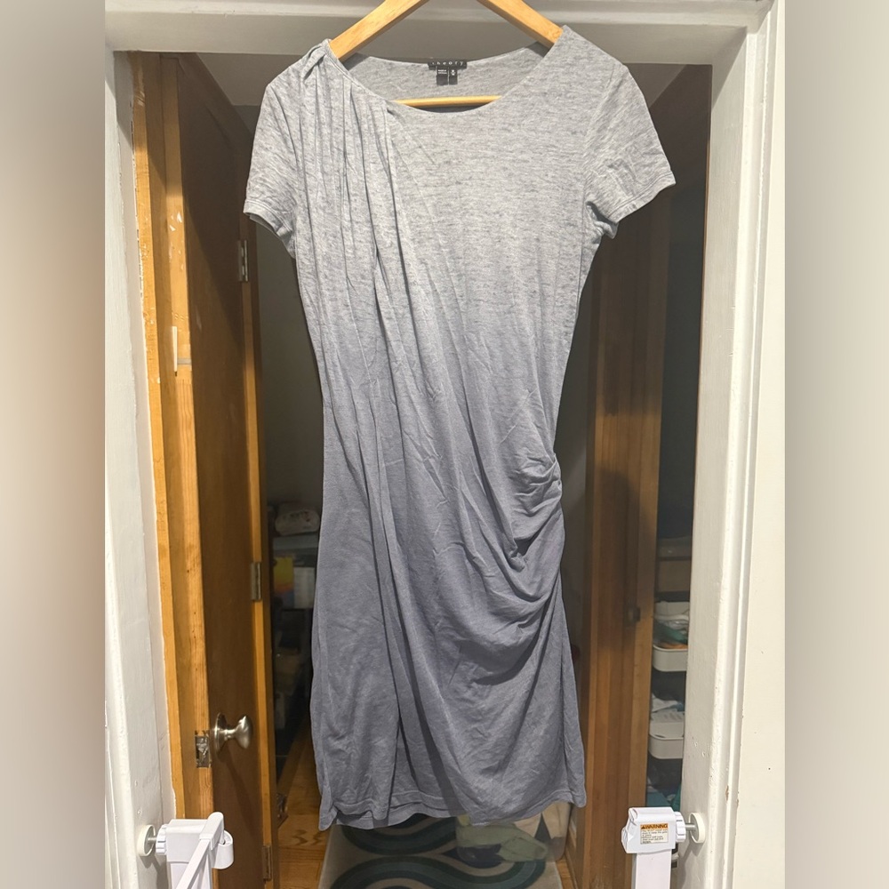 Theory ruched grey t shirt dress excellent condition ombré